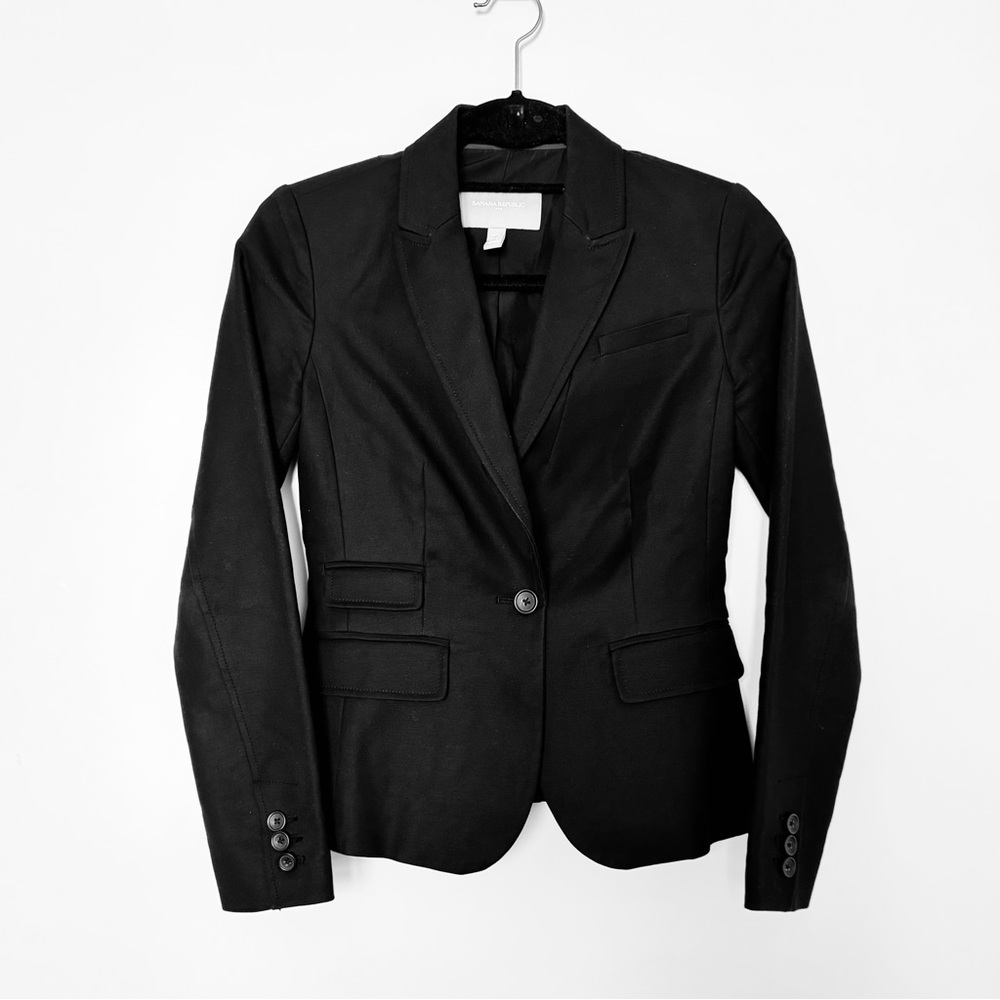 Banana Republic Black Blazer Classic Tailored Suit Jacket
